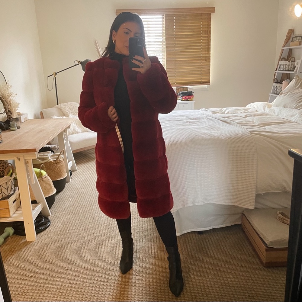 Oh Polly Burgundy Teddy Coat